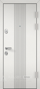 Входная дверь для дома белый софт / МДФ дуб с рельефной панелью №48 внешняя - фото
